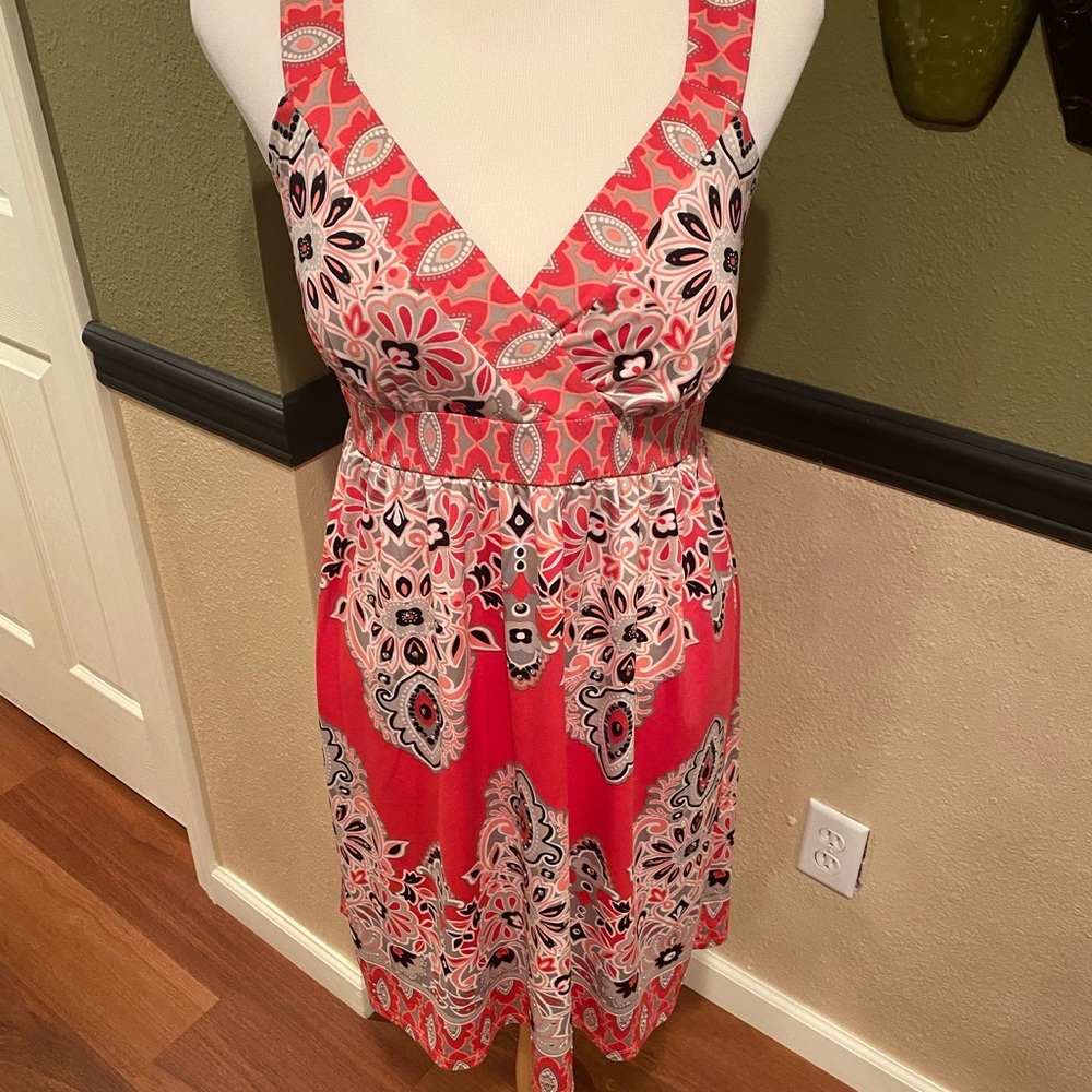 INC embellished coral colored summer dress